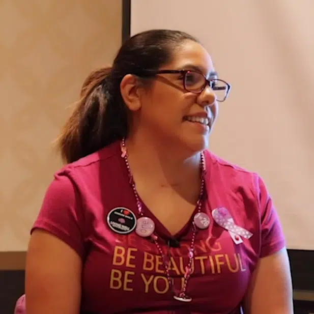 Jessica, the mother of a child with epilepsy, being interviewed by Kelly Cervantes