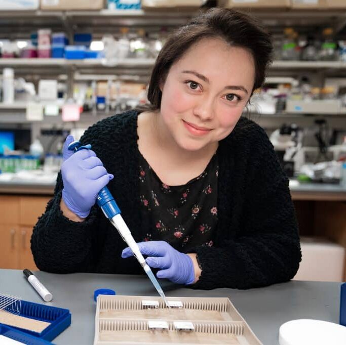 Gabriela Carrillo in the Michael Fox research lab.