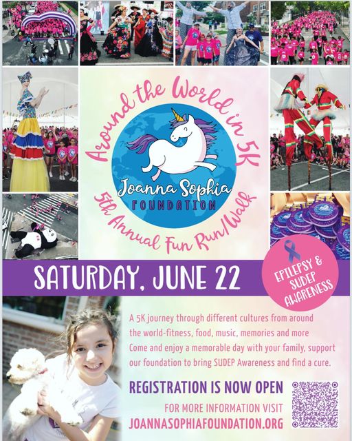 Around the World in 5k Joanna Sophia foundation event poster