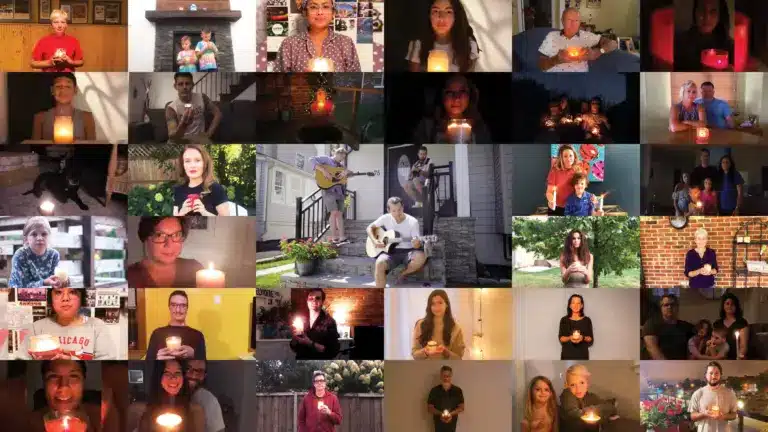 A collage of people holding a lit candle for epilepsy