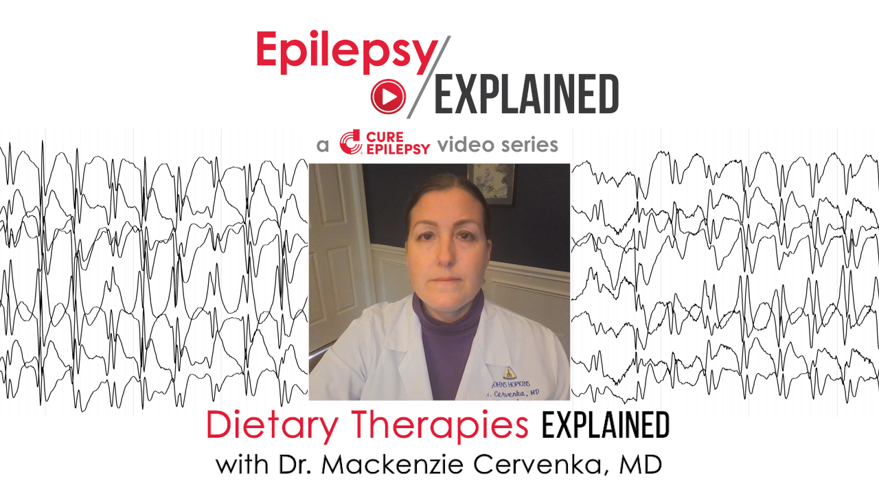 Epilepsy Explained video thumbnail with a doctor discussing the option of dietary therapies for people with epilepsy.